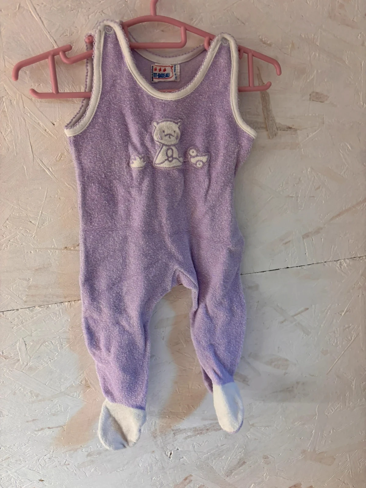 Vintage Purple Terry Sleepsuit / Romper – Petit Bateau – 6 Months (67 cm) – photo 2